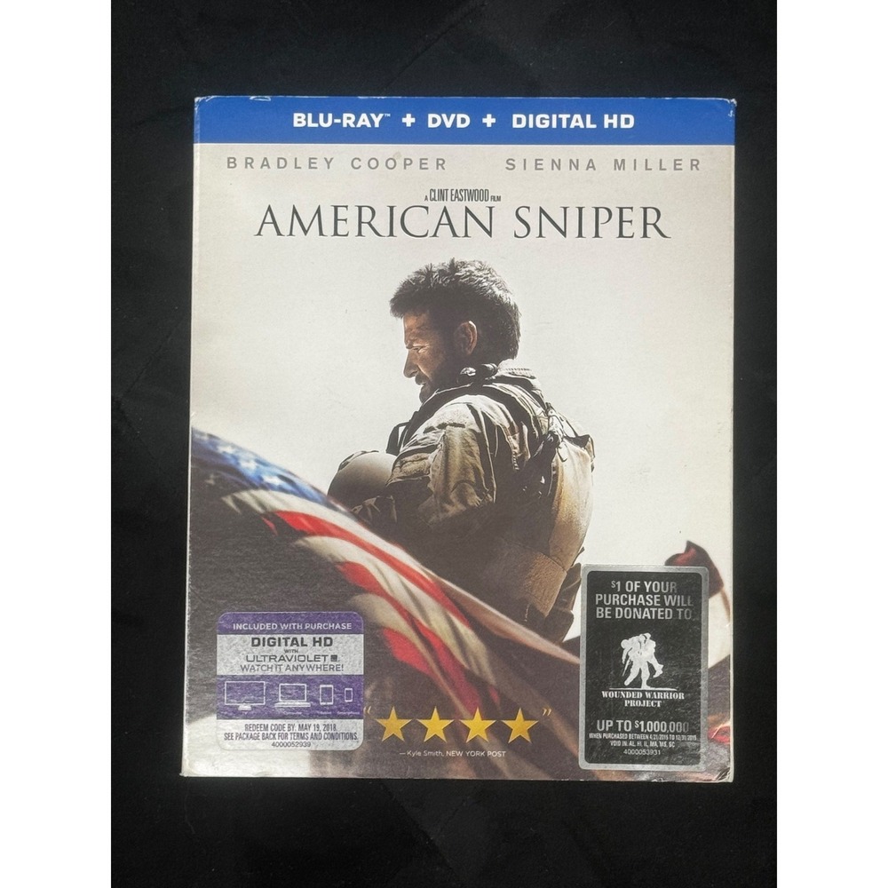 American Sniper Blu-ray Movie Bradley Cooper Clint Eastwood Warner Bros Disc